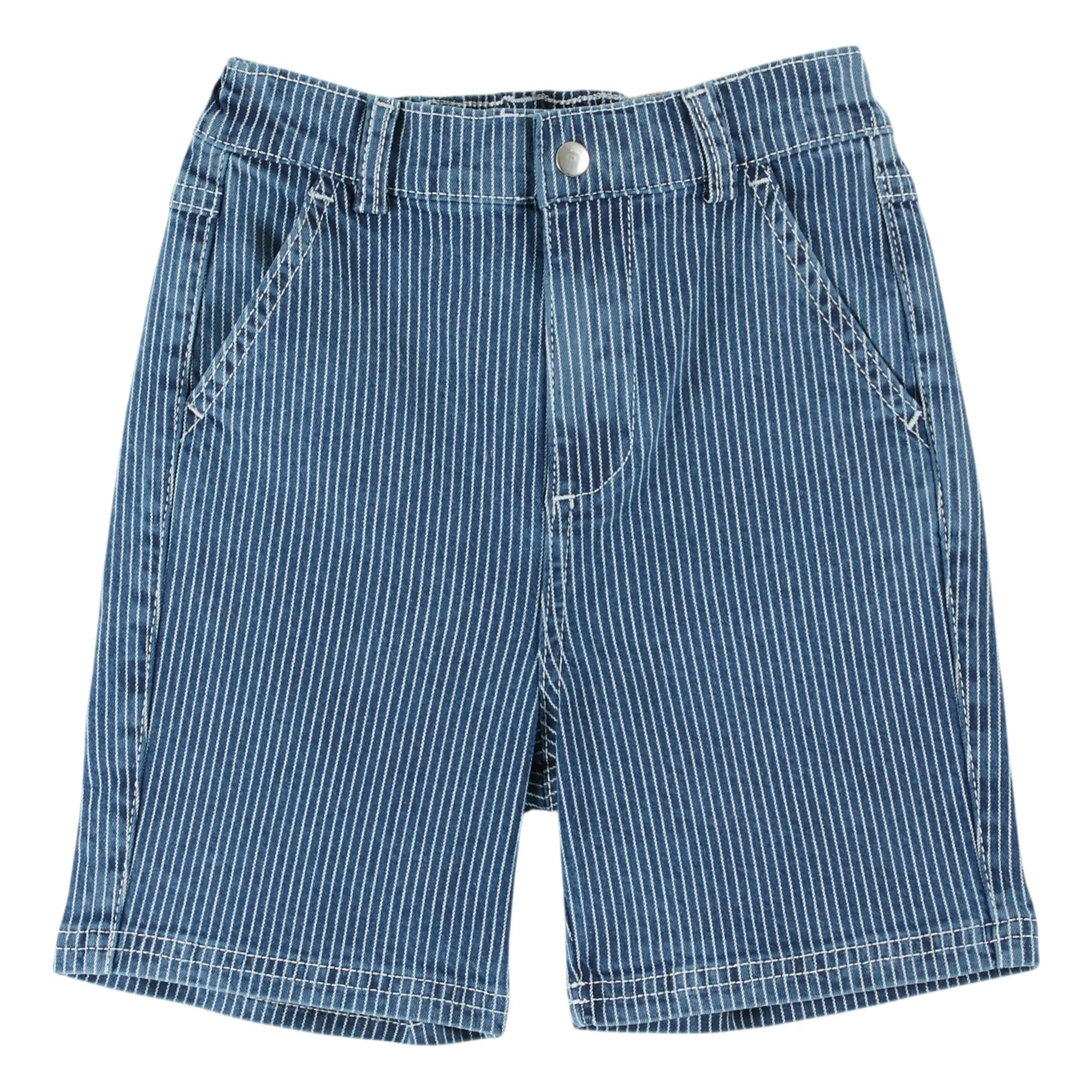 Emile Et Ida Blue Striped Denim Bermuda Shorts
