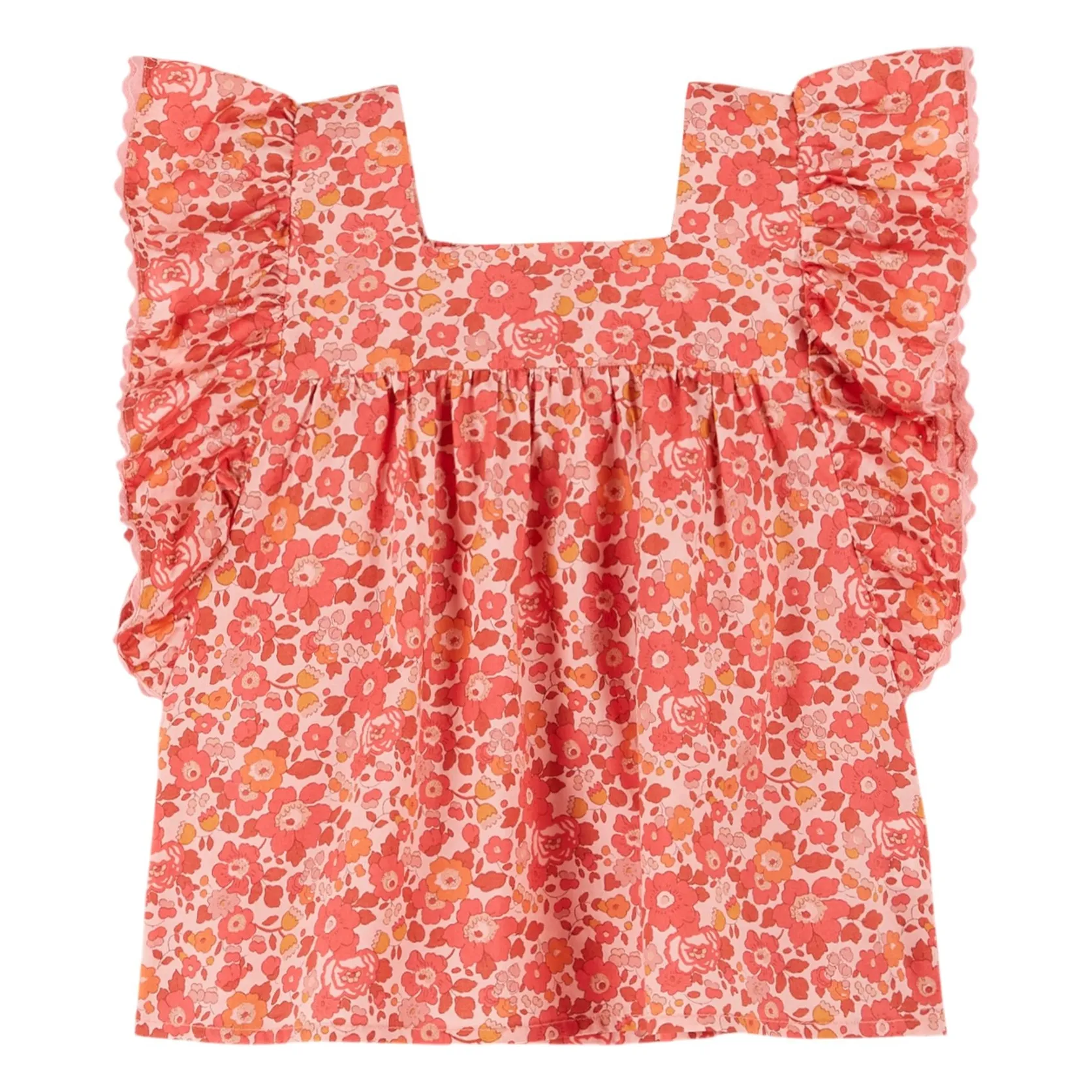 Emile Et Ida Coral Liberty Ruffled Blouse