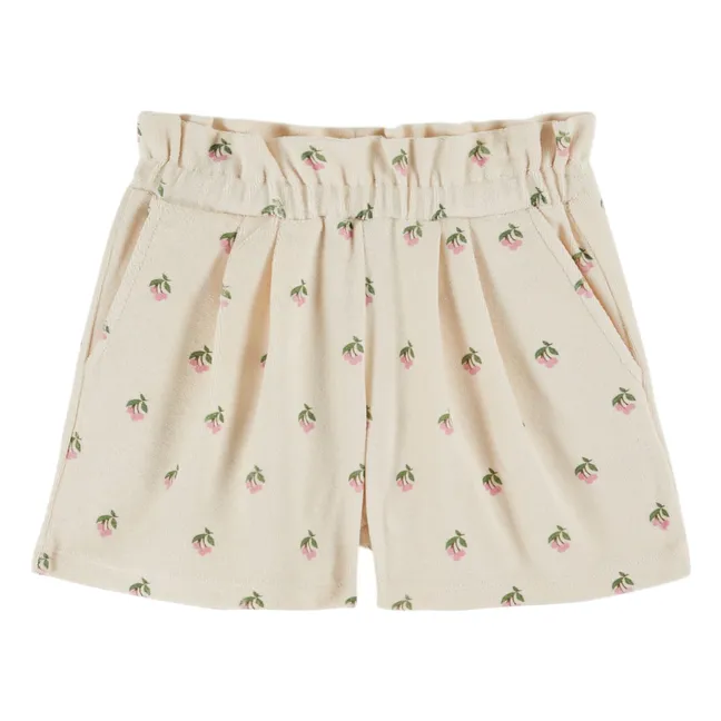 Pantalones cortos de rizo de algodón ecológico Cerises | Crema