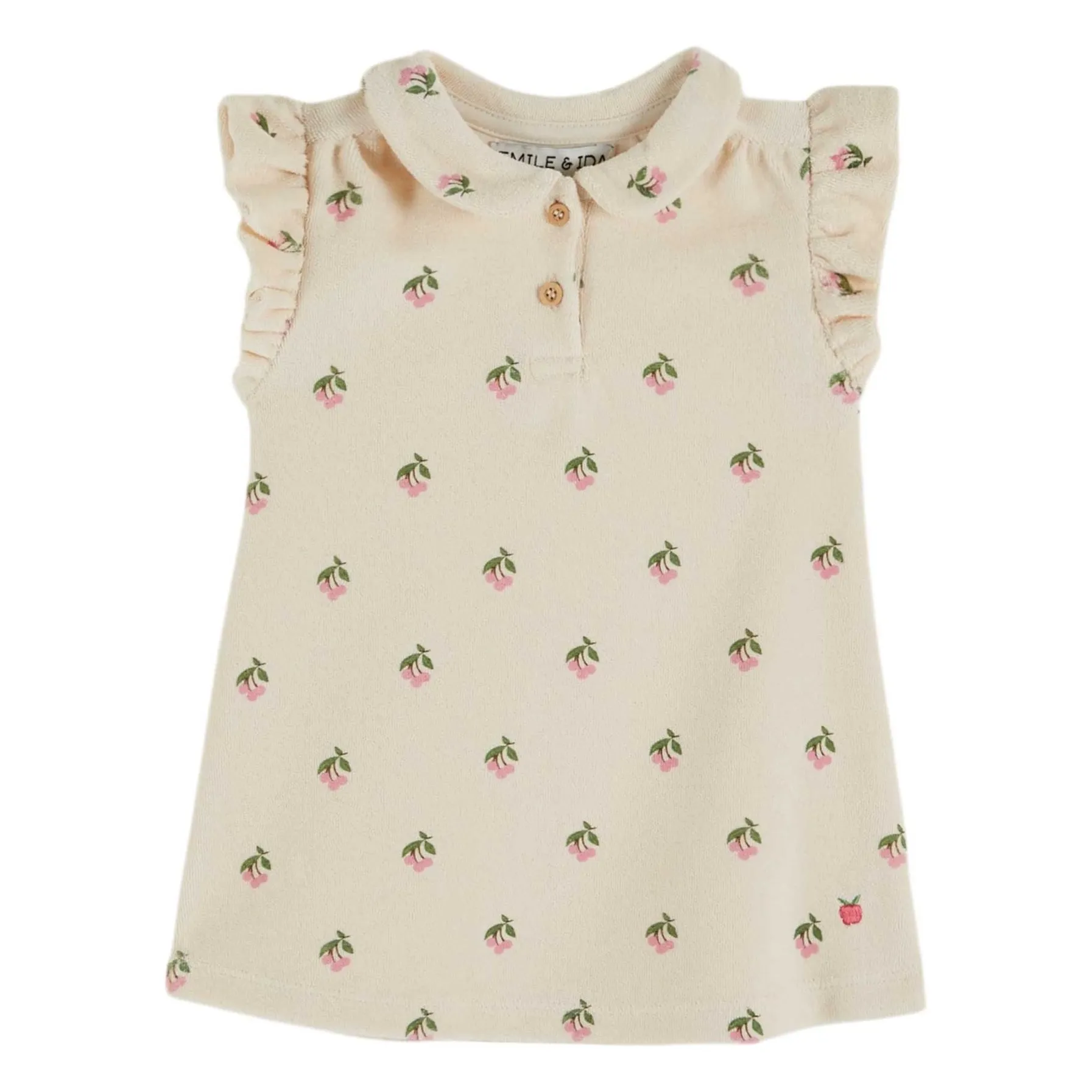 Emile Et Ida Cream Robe Cerises Eponge Coton Bio