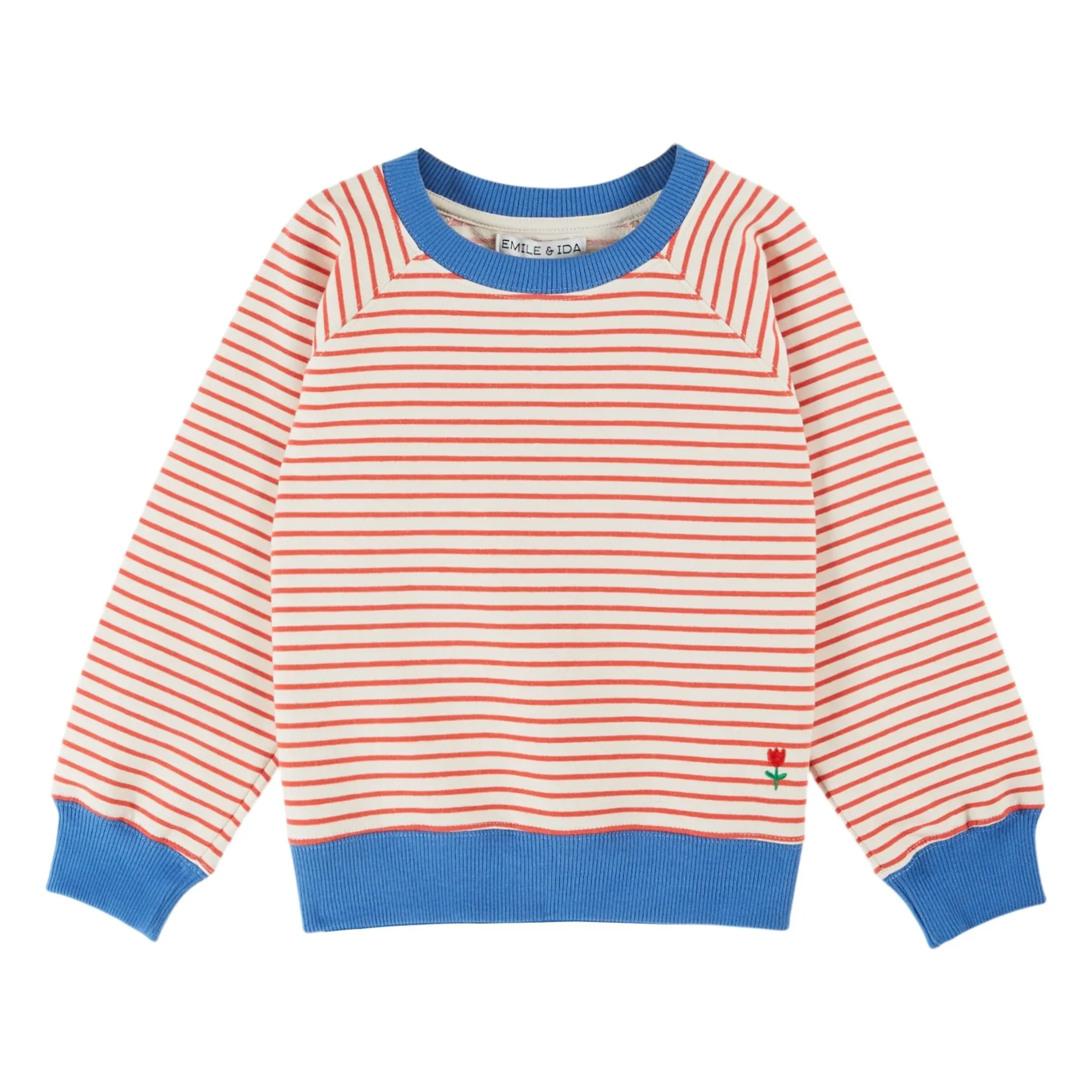 Emile Et Ida Red Organic Cotton Striped Sweatshirt