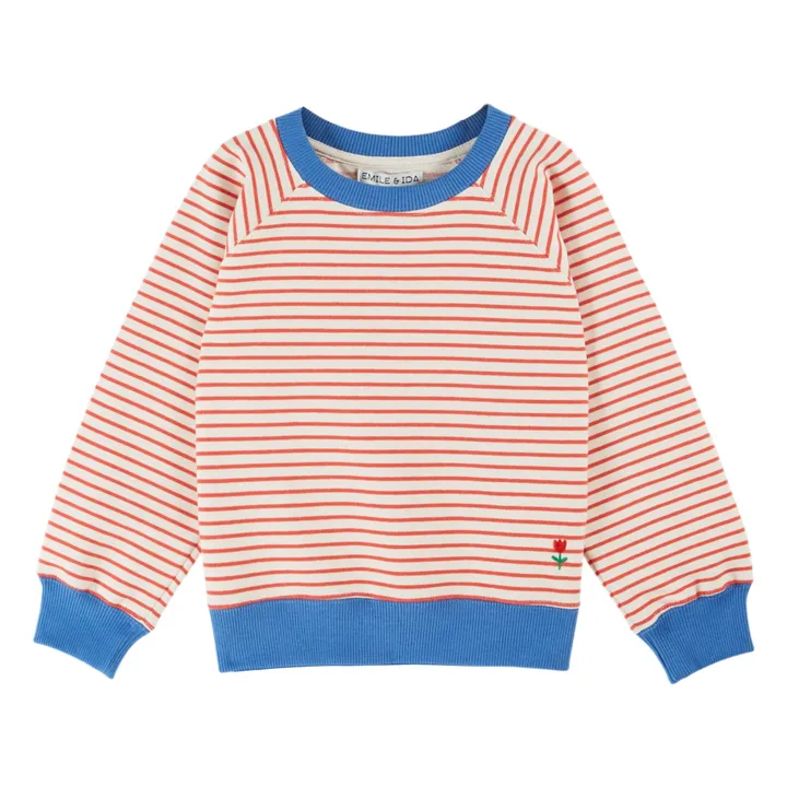 Sudadera de rayas de algodón orgánico | Rojo- Imagen del producto n°0