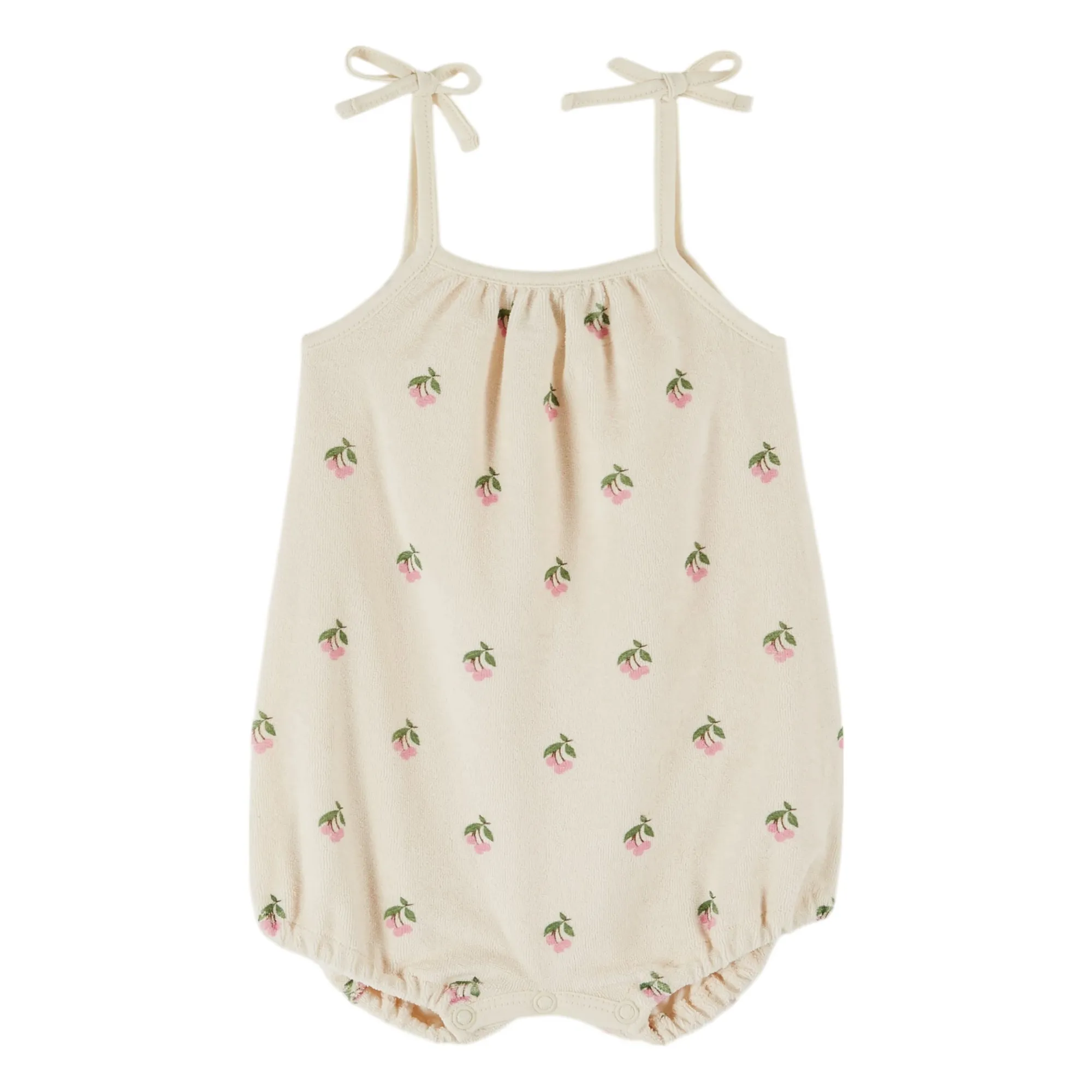 Emile Et Ida Women's Cream Organic Cotton Terry Cherry Romper