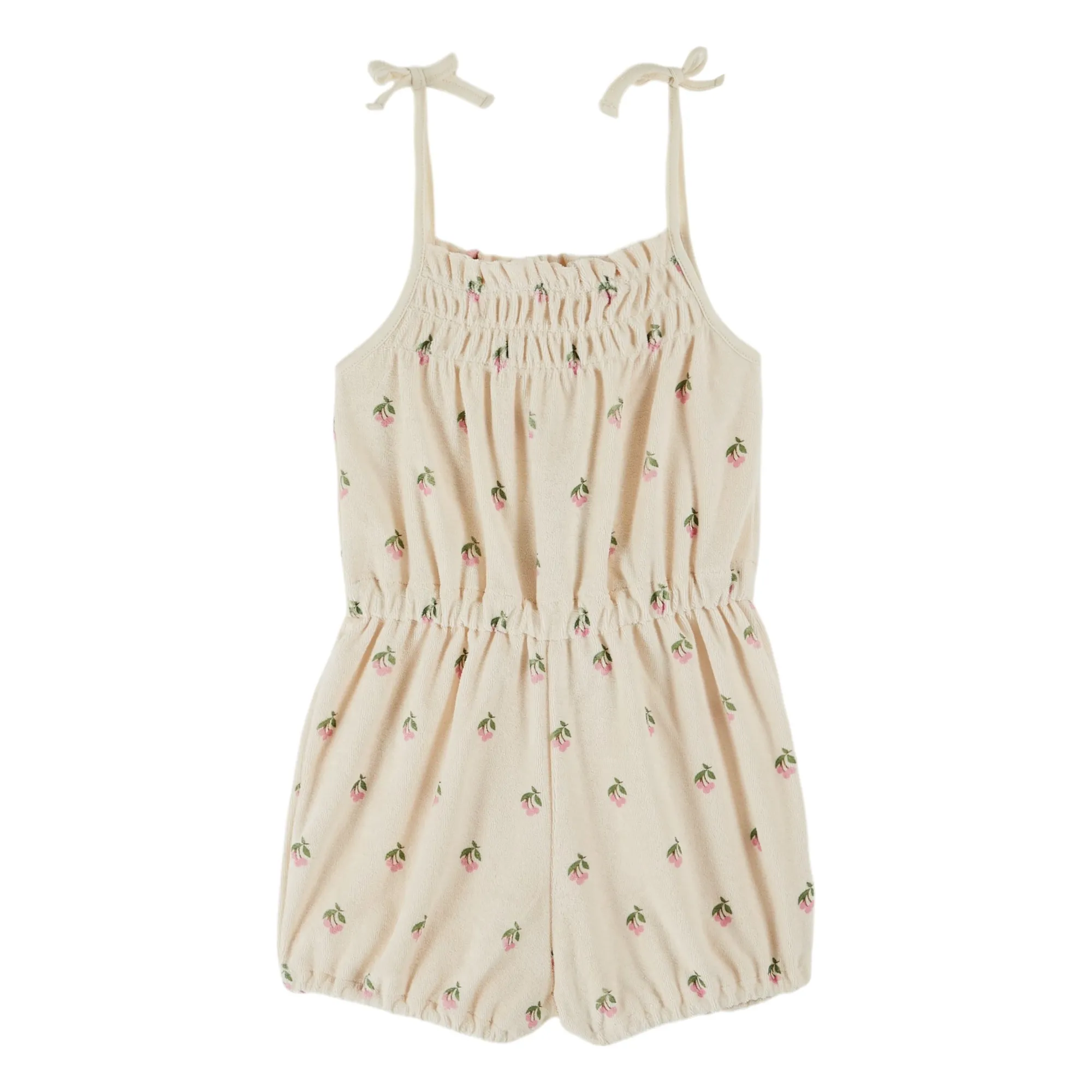 Emile Et Ida Cream Combishort Cerises Eponge Coton Bio