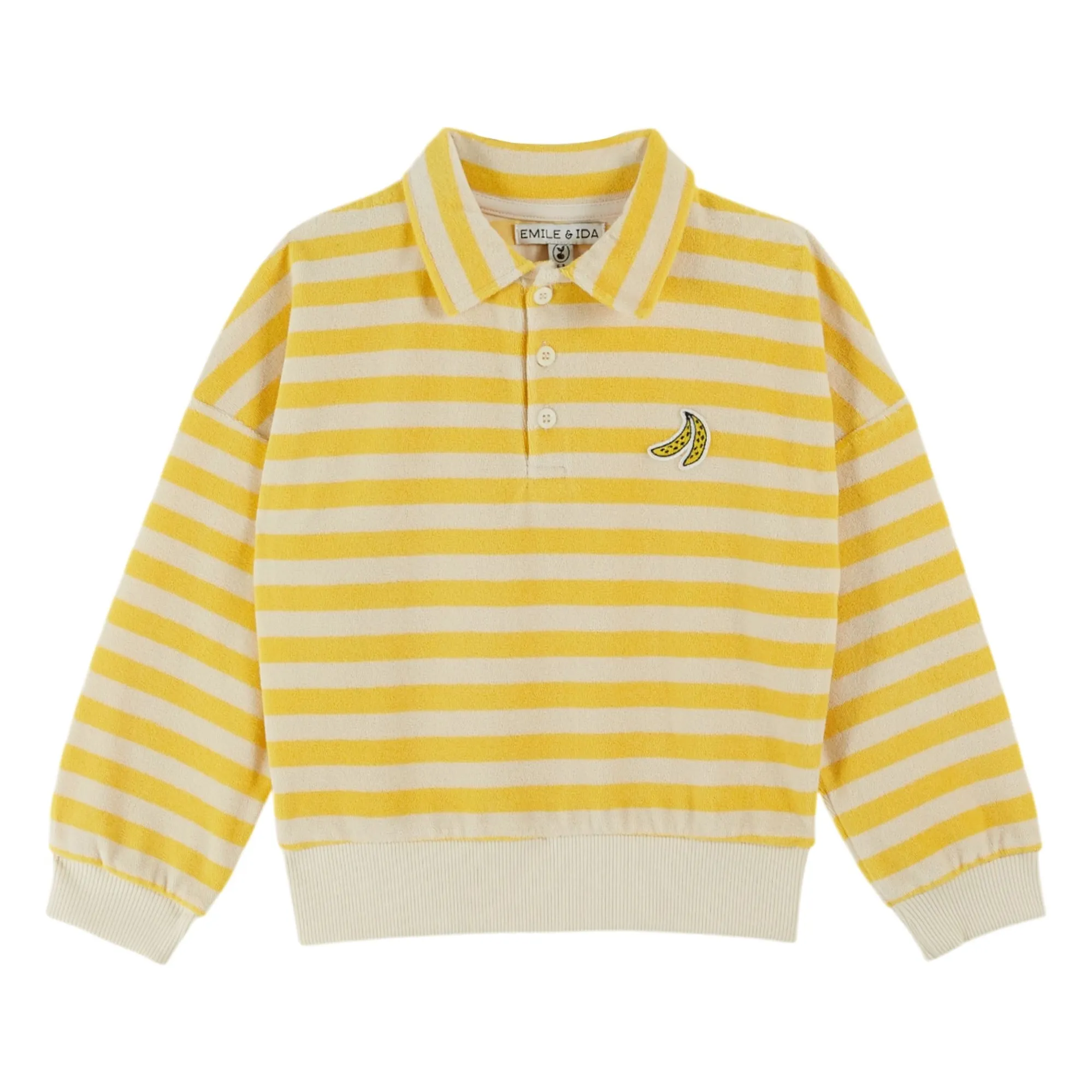 Emile Et Ida Yellow Striped Neck Sweat Organic Cotton
