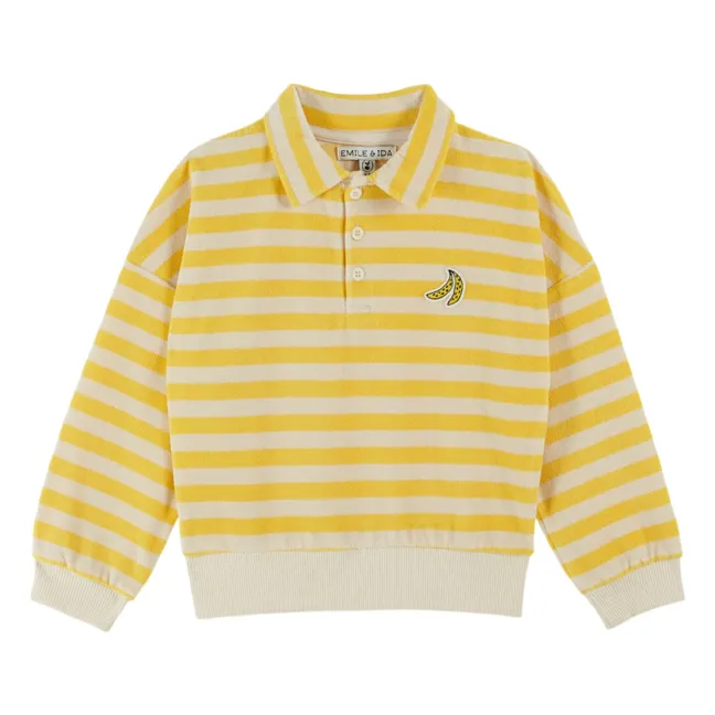 Sweat Col Rayé Coton Bio | Jaune