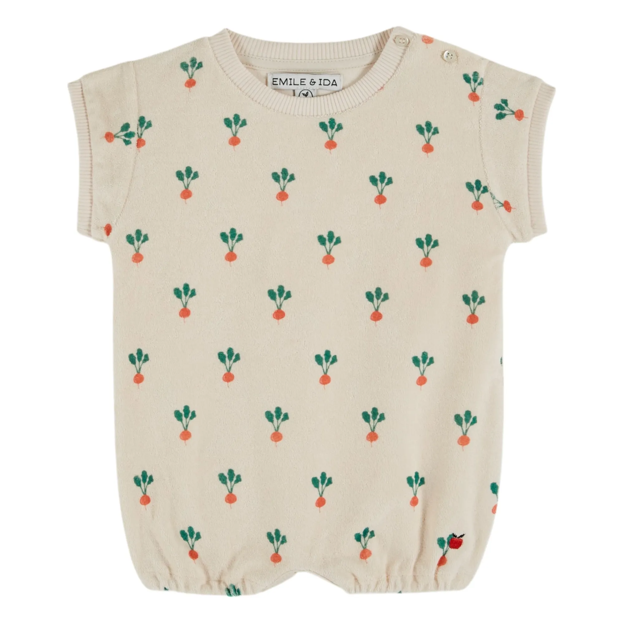 Emile Et Ida Cream Organic Cotton Terry Radish Romper