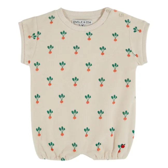 Organic cotton terry Radish romper | Cream