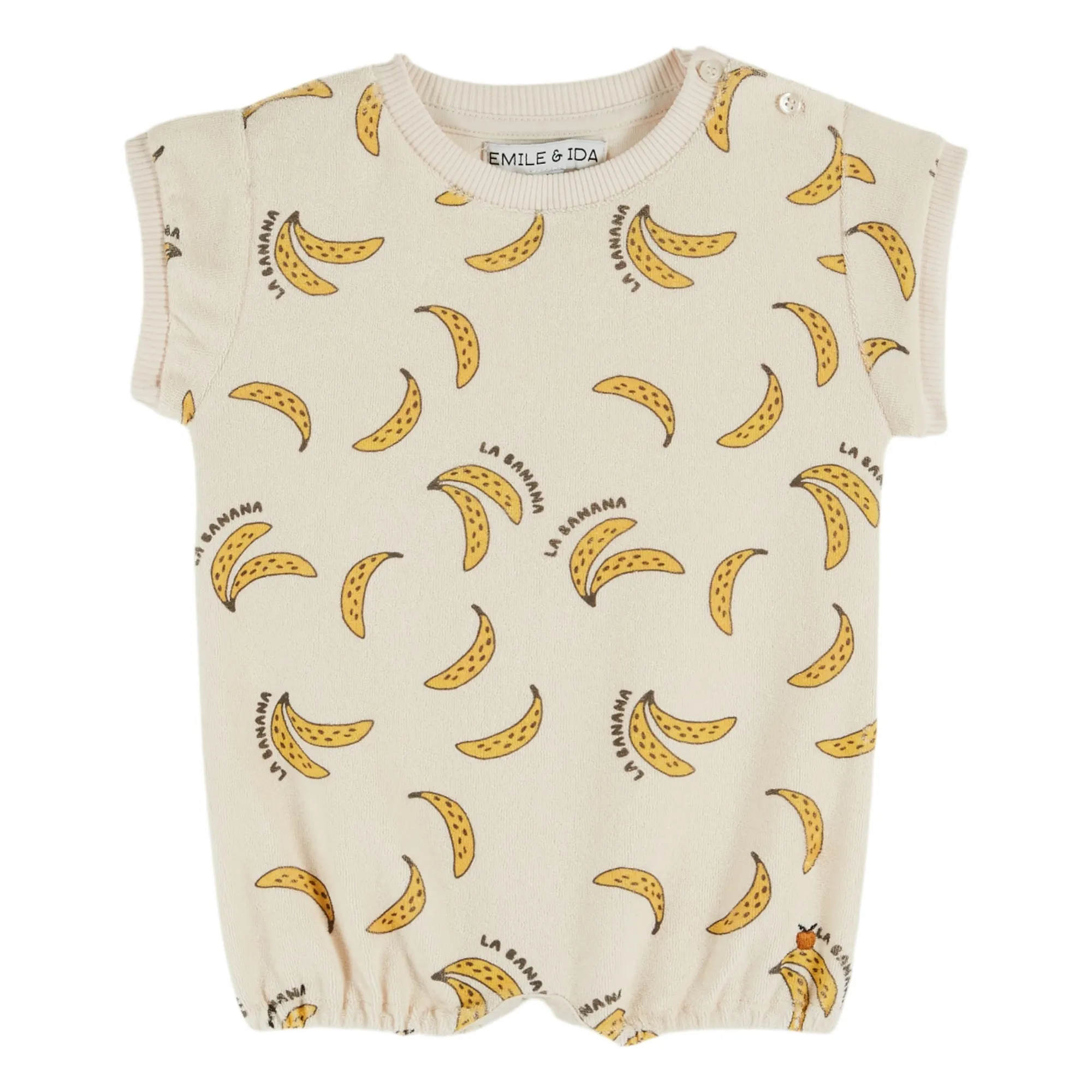 Emile Et Ida Cream Banana Organic Cotton Terry Romper