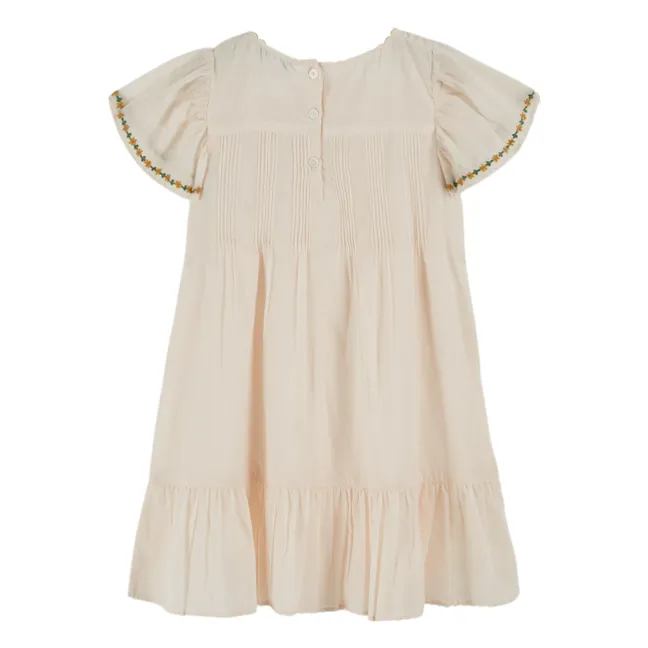 Flower Embroidered Dress | Cream