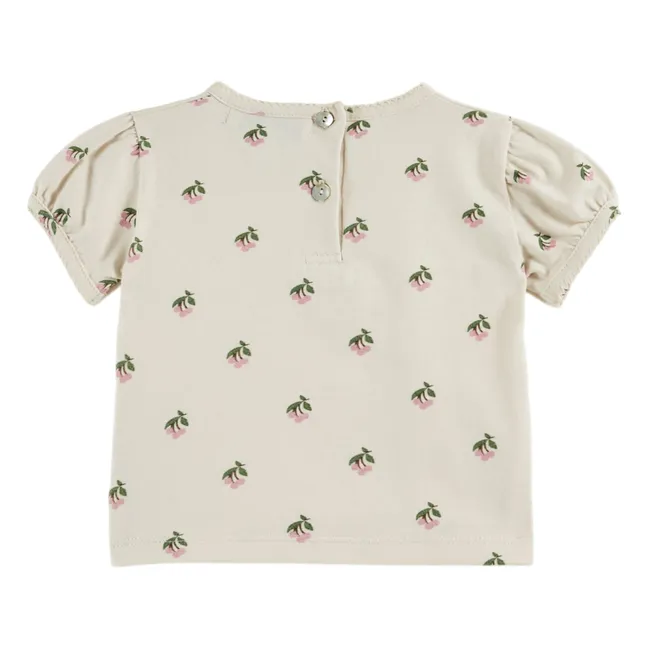 T-shirt Bouffant Cerises Coton Bio | Crème