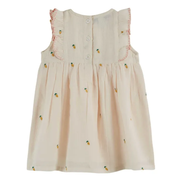 Vestido Plastrón Limón Bordado | Crema- Imagen del producto n°1