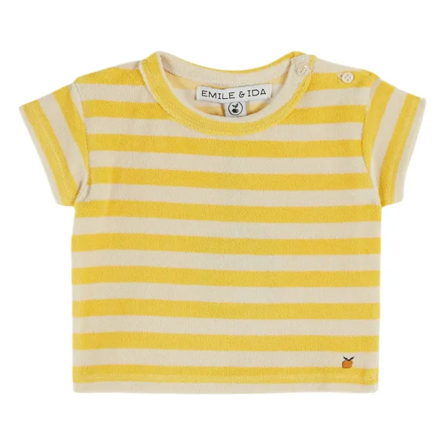 T-shirt Rayé Eponge Coton Bio | Jaune