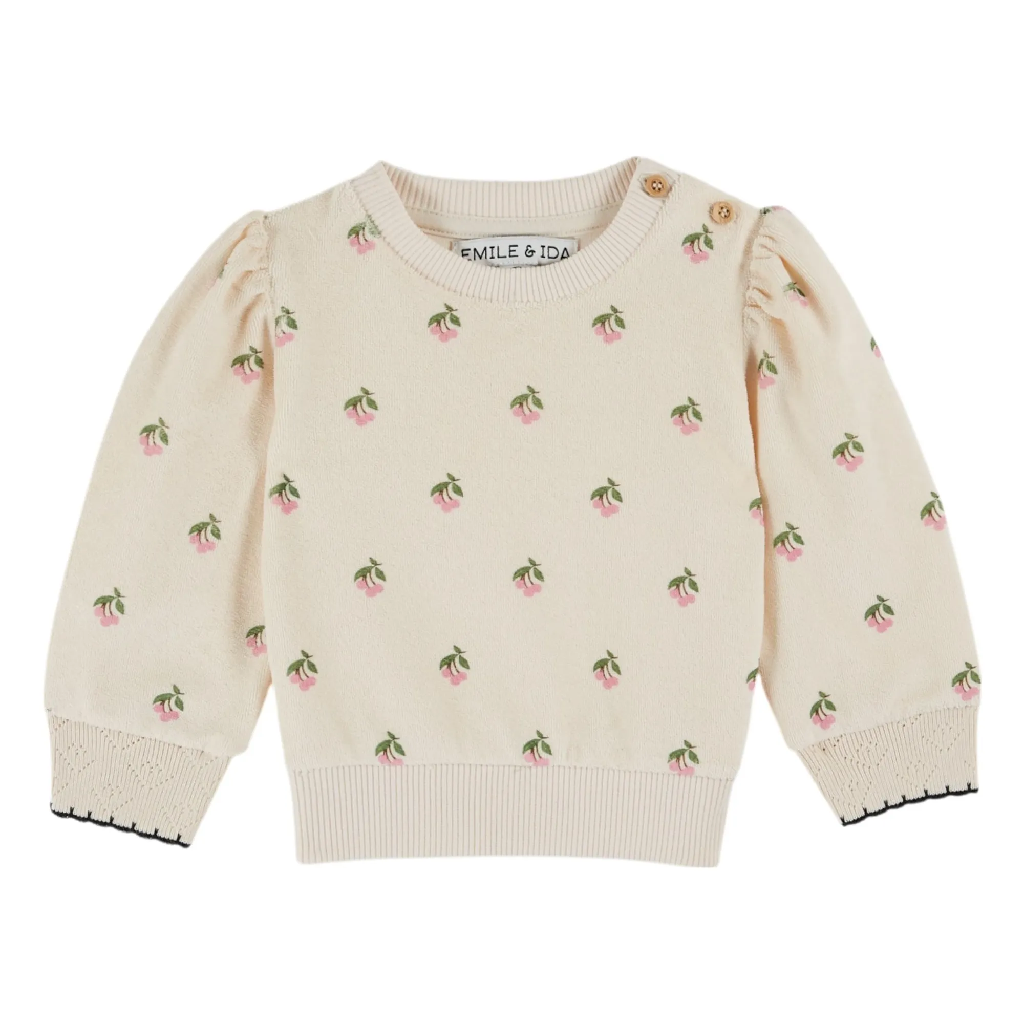 Emile Et Ida Cream Cherry Organic Cotton Terry Sweatshirt