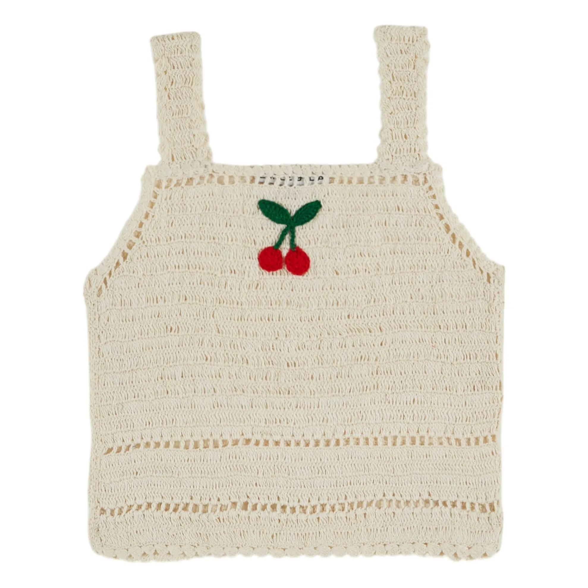 Emile Et Ida Cream Cherry Crochet Top