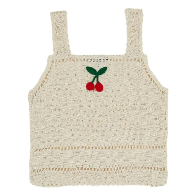 Cherry Crochet Top | Cream