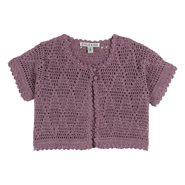 Gilet Manches Courtes Crochet | Mauve
