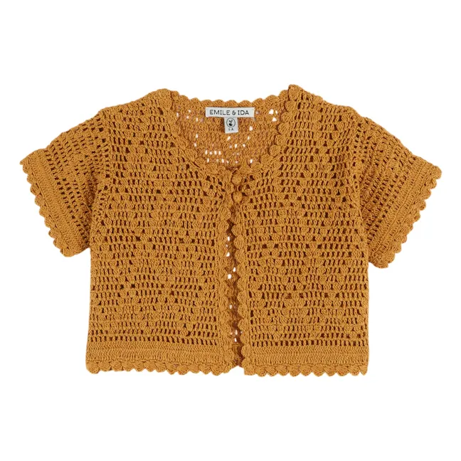 Crochet Short Sleeve Vest | Mustard
