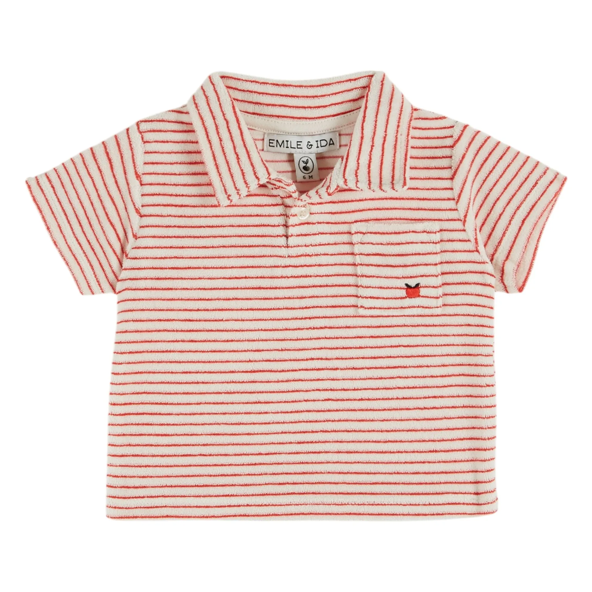 Emile Et Ida Red Striped Organic Cotton Polo Shirt