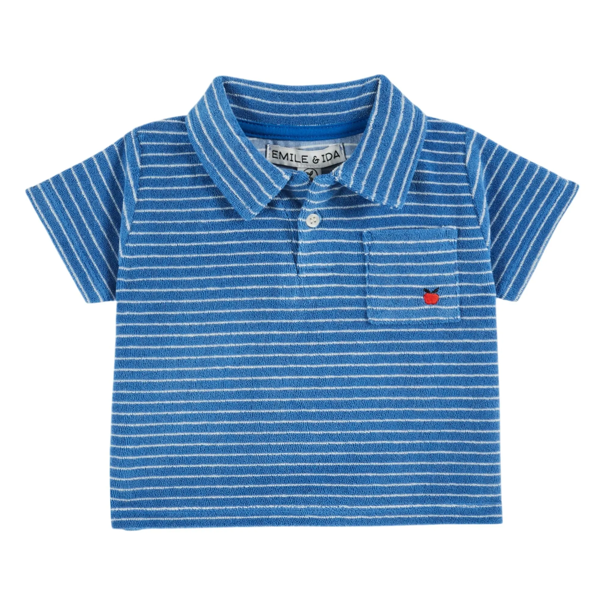 Emile Et Ida Blue Striped Organic Cotton Polo Shirt