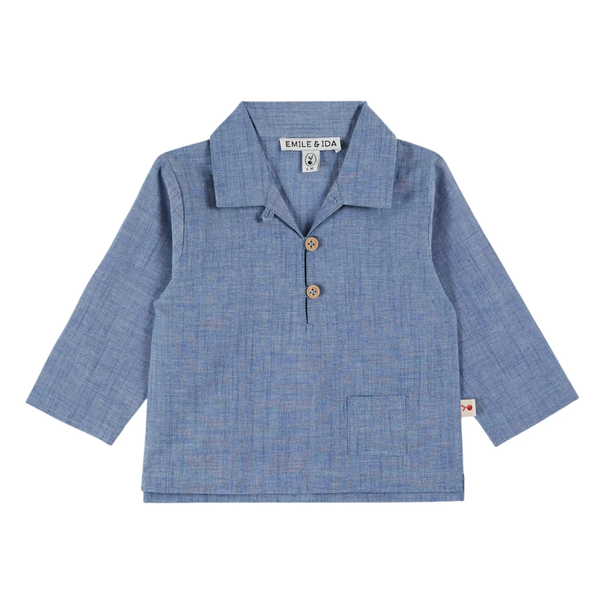 Emile Et Ida Blue Plain Chambray Shirt