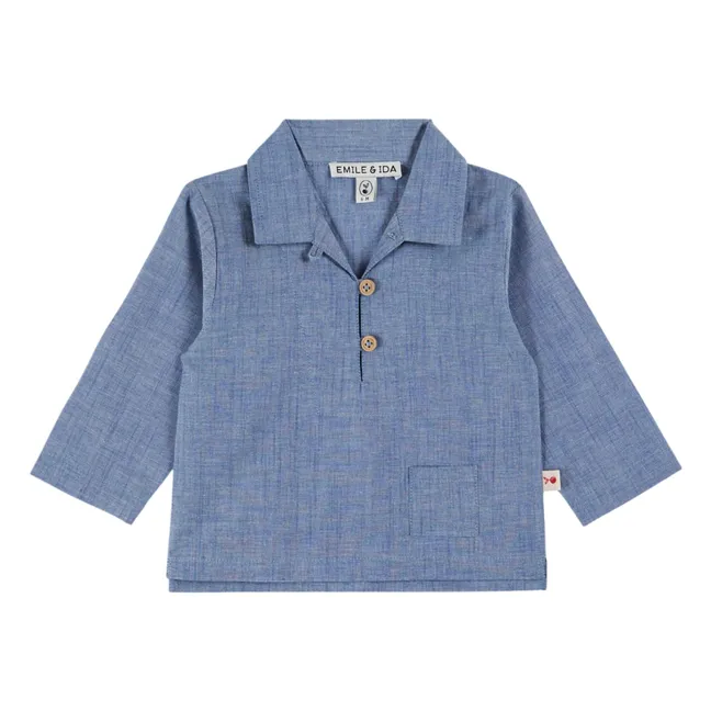 Camisa de chambray lisa | Azul