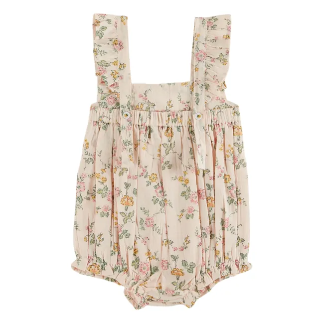 Pelele floral de algodón orgánico | Rosa Pálido