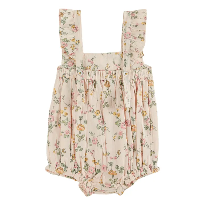 Pelele floral de algodón orgánico | Rosa Pálido- Imagen del producto n°1