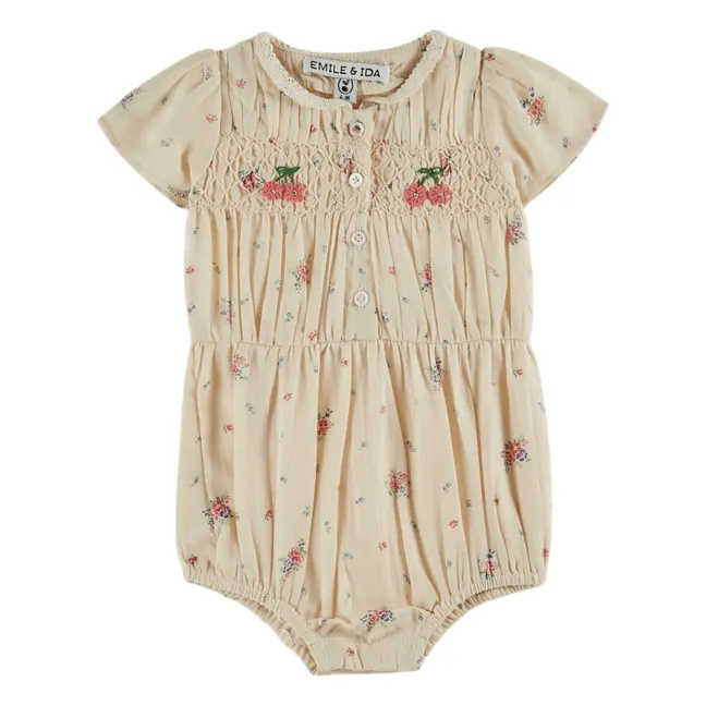 Picardías de algodón orgánico con flores | Crema