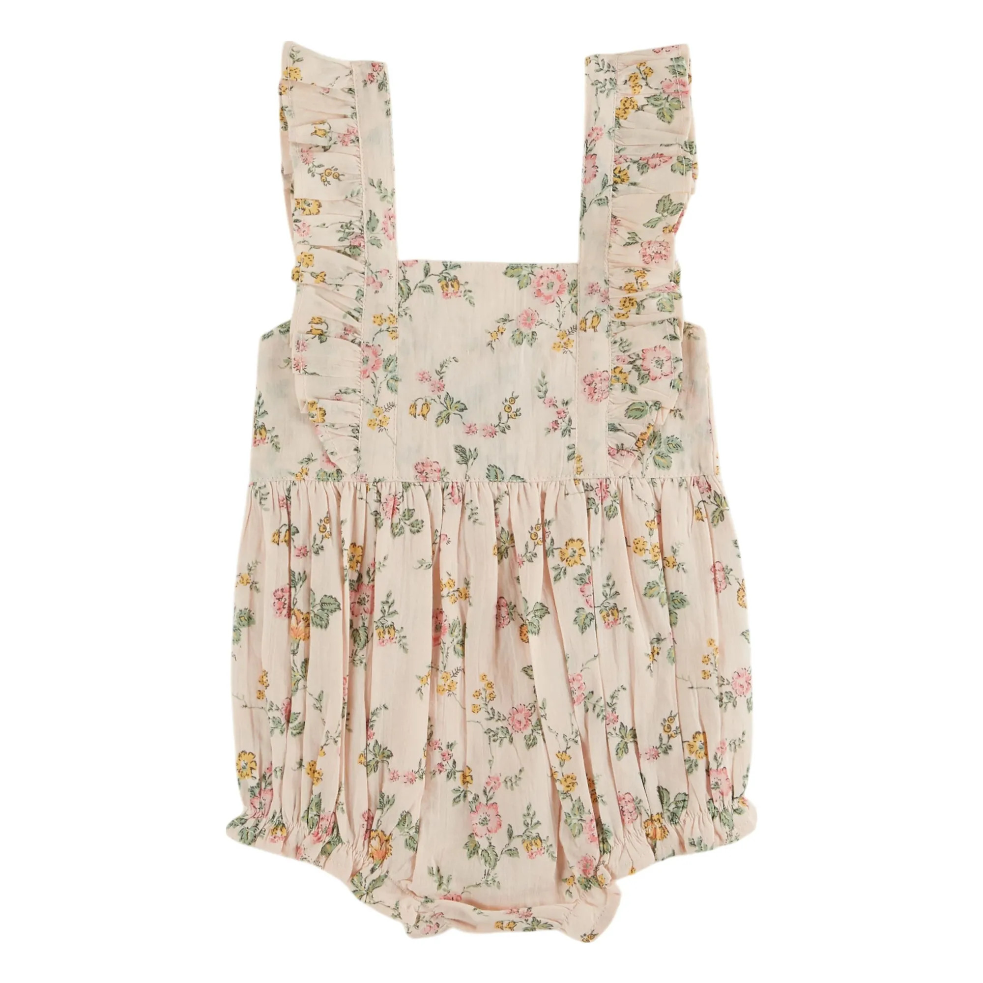 Emile Et Ida Pale Pink Organic Cotton Floral Romper
