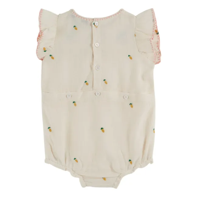 Pelele bordado limón | Crema