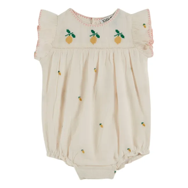 Pelele bordado limón | Crema