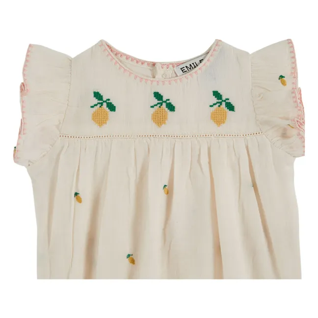 Pelele bordado limón | Crema