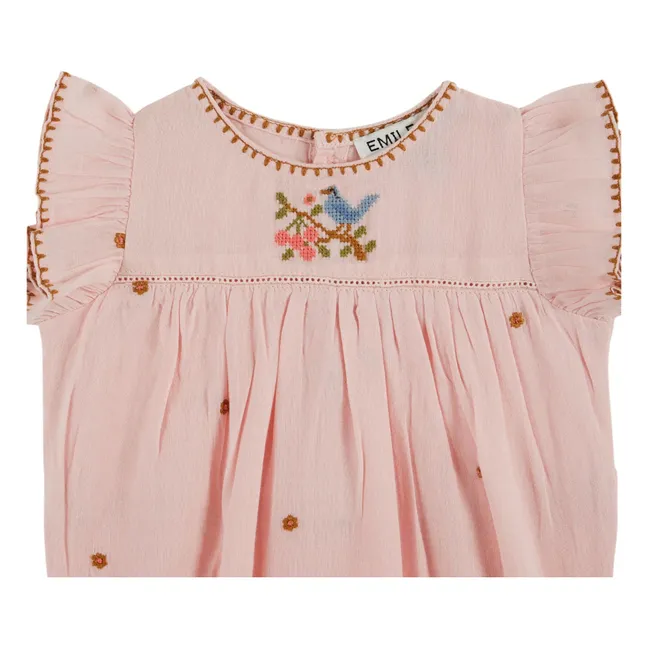 Embroidered romper | Pale Pink