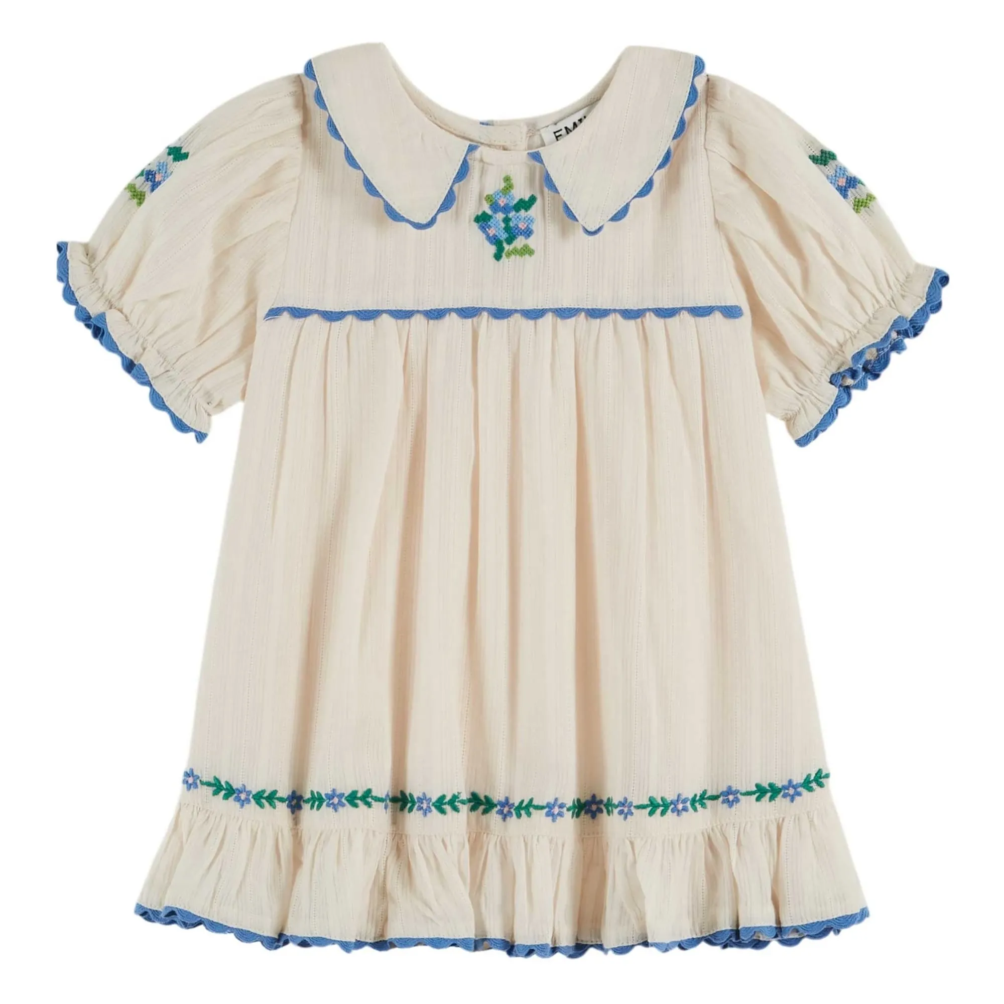 Robe Col Claudine Brodée | Crème- Image produit n°0