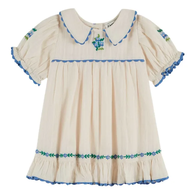 Embroidered Claudine Collar Dress | Cream