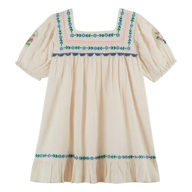 Robe Volants Brodée | Crème