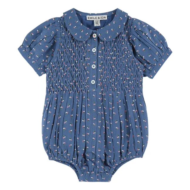 Pelele floral con fruncidos | Azul