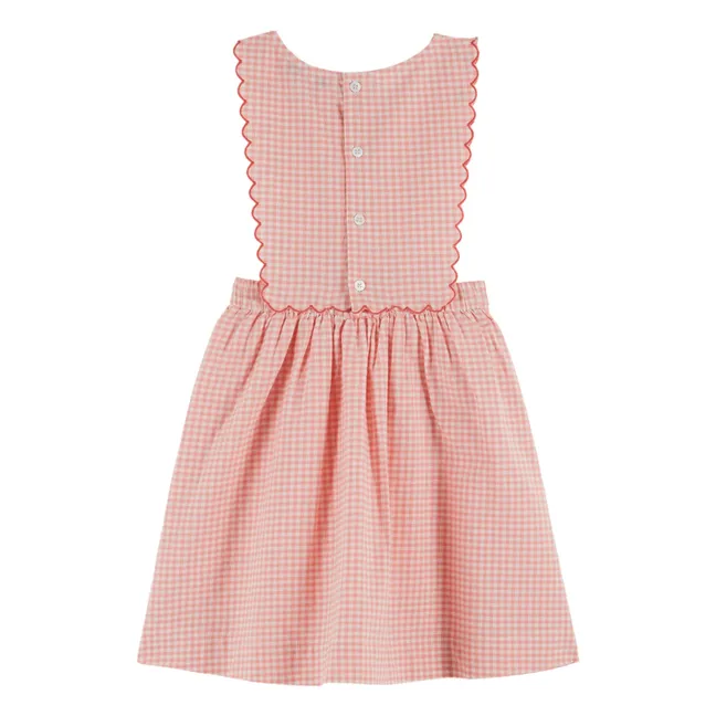 Robe Tablier Vichy Coton Bio | Rose