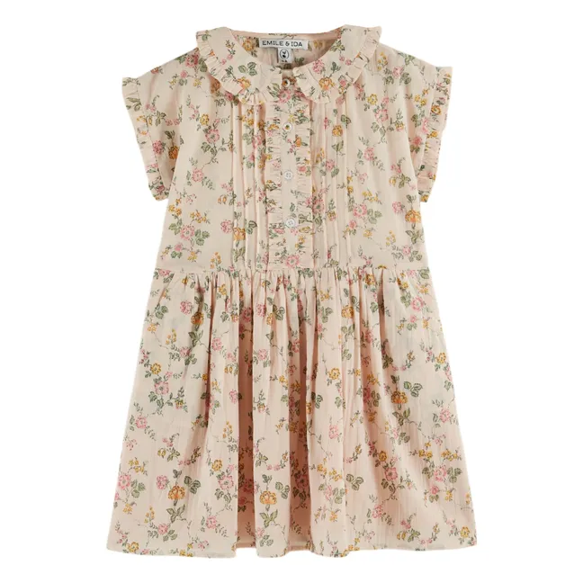 Vestido floral de algodón orgánico | Rosa Pálido