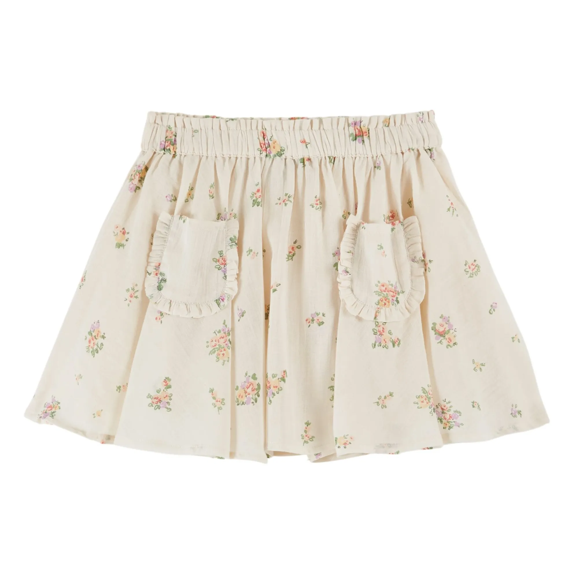 Emile Et Ida Cream Organic Cotton Floral Skirt