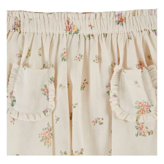 Organic cotton floral skirt | Cream