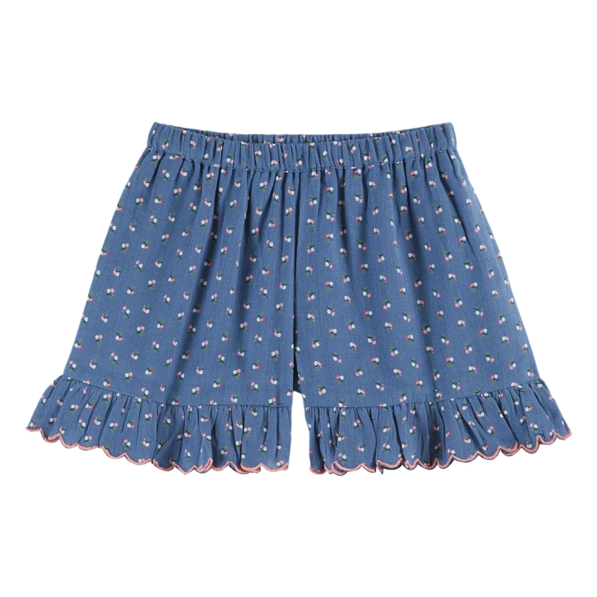 Emile Et Ida Blue Floral Ruffle Shorts