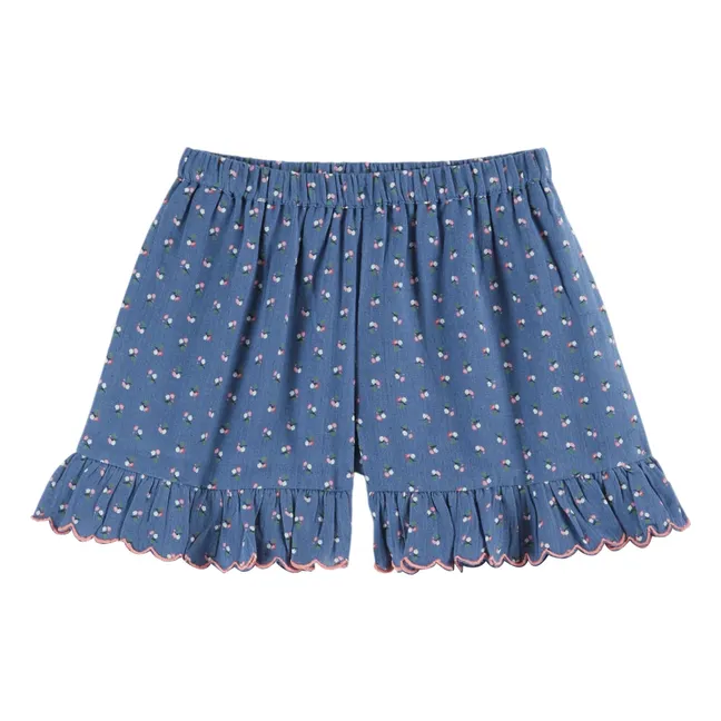 Pantalones cortos con volantes florales | Azul