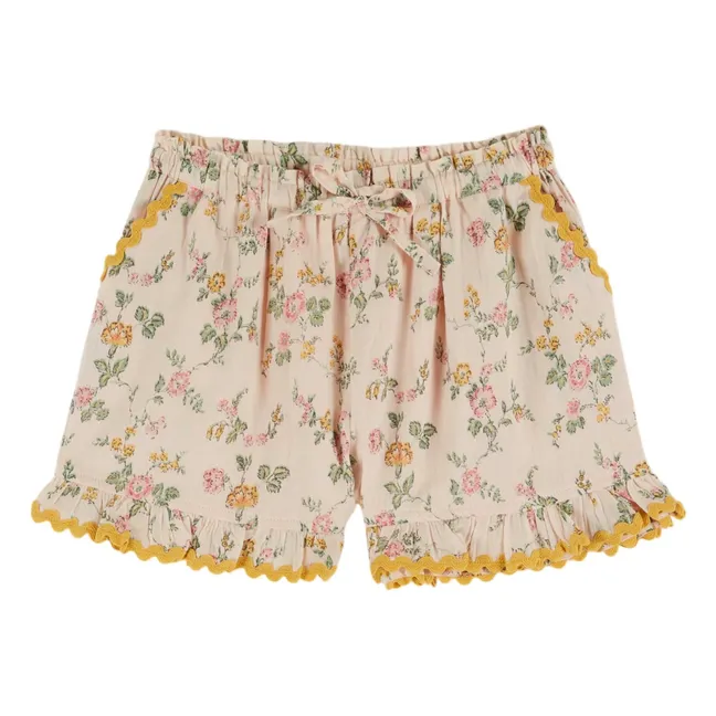 Short Volants Fleuri Coton Bio | Rose pâle