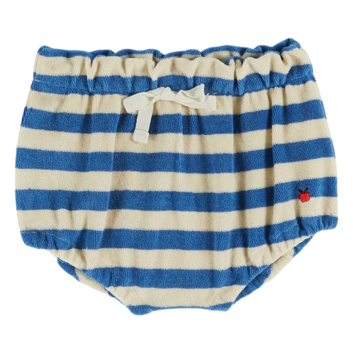 Manzana de rayas Bloomer Toalla de algodón orgánico | Azul- Imagen del producto n°0