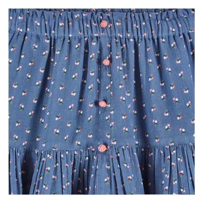 Falda con volantes florales | Azul