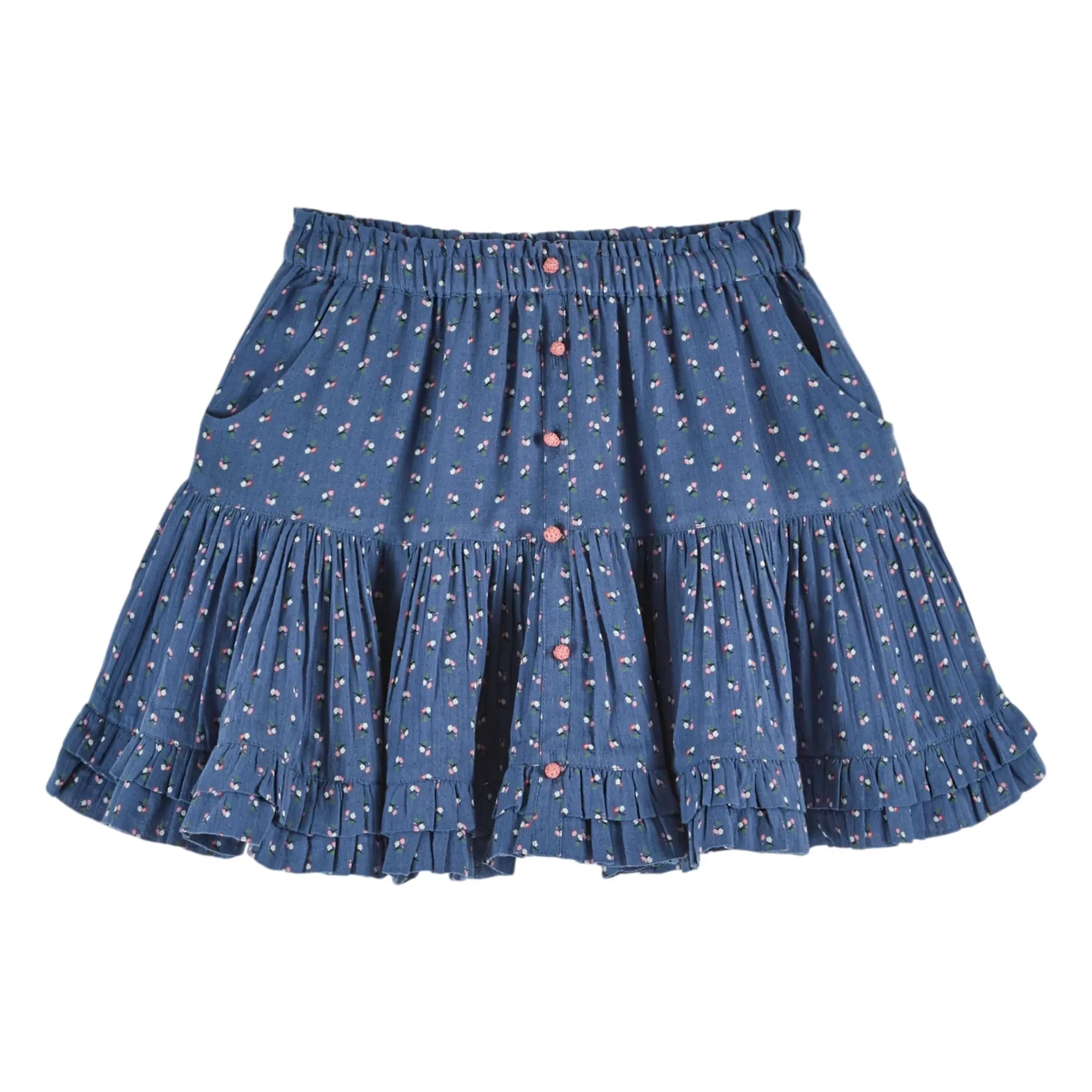 Emile Et Ida Blue Floral Ruffle Skirt