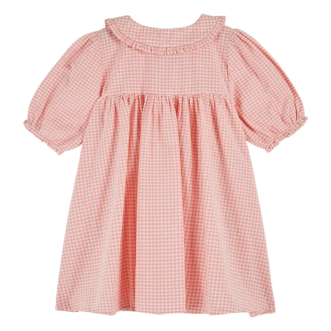 Organic cotton gingham maxi dress | Pink