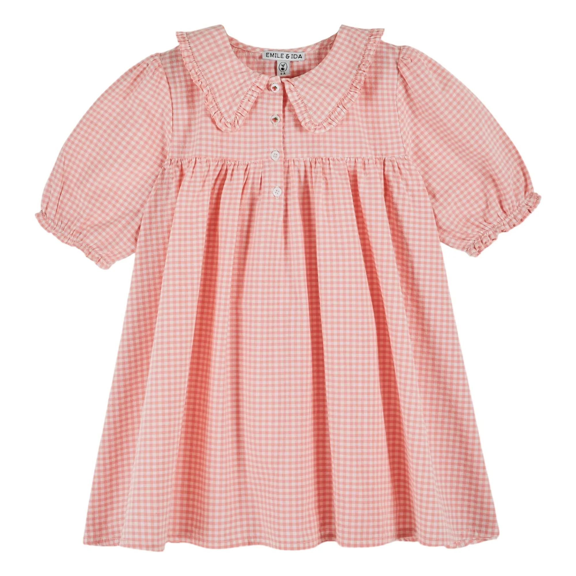 Emile Et Ida Pink Organic Cotton Gingham Maxi Dress